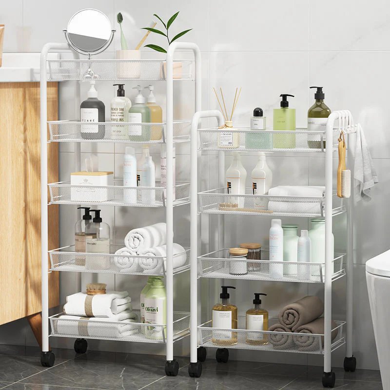5 Tier Large Steel Multipurpose Storage Shelf Utility Cart Kitchen Trolley (White) - Image 7