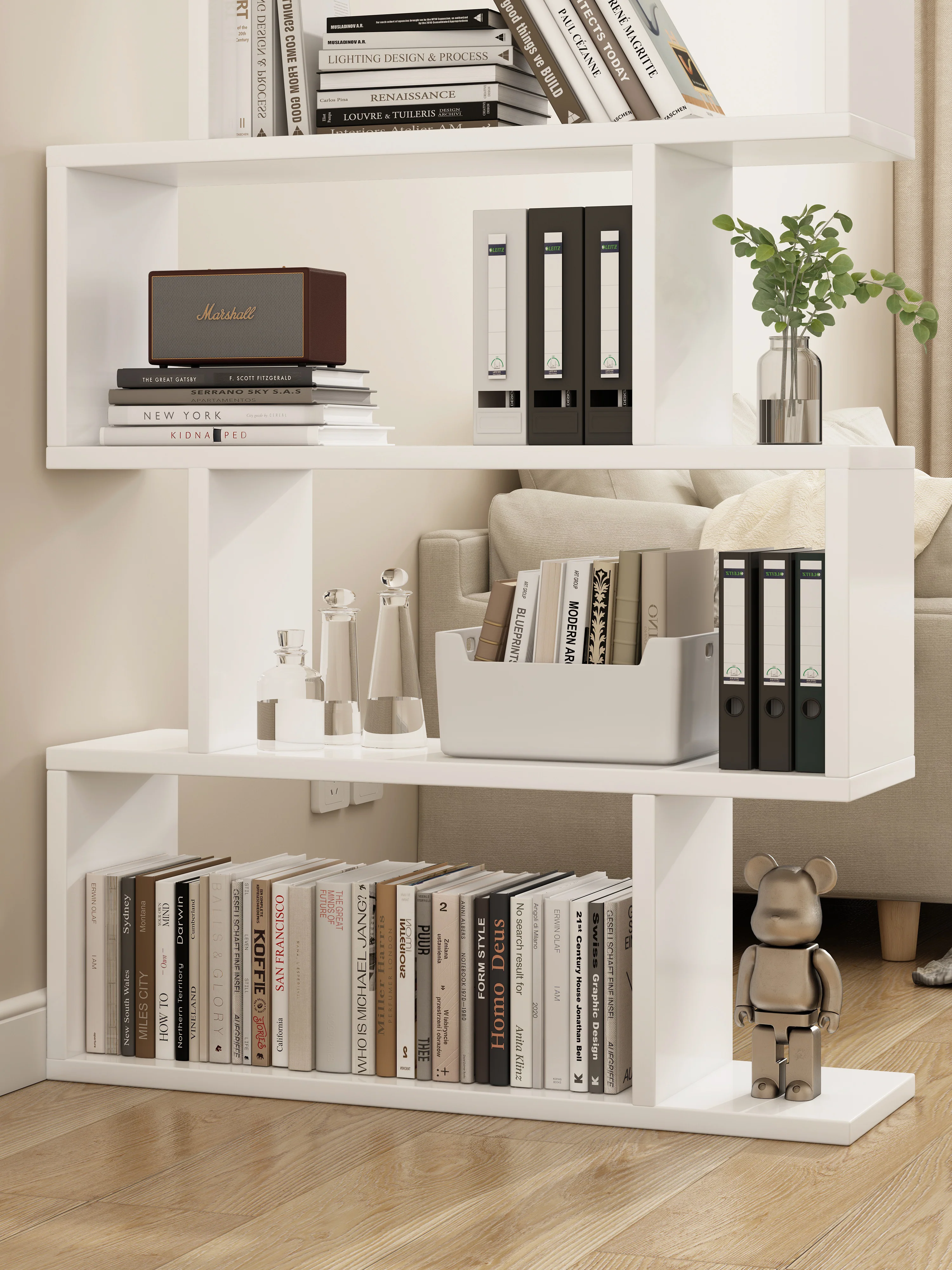 5 Tier Lumina Modern Display Bookshelf Storage Bookcase Shelves (White) - Image 11