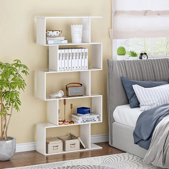 5 Tier Lumina Modern Display Bookshelf Storage Bookcase Shelves (White) - Image 20