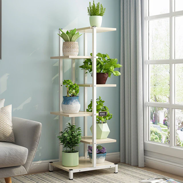 5-Tier Oasis Garden Plants Stand Planter Shelf (White Oak) - Image 2
