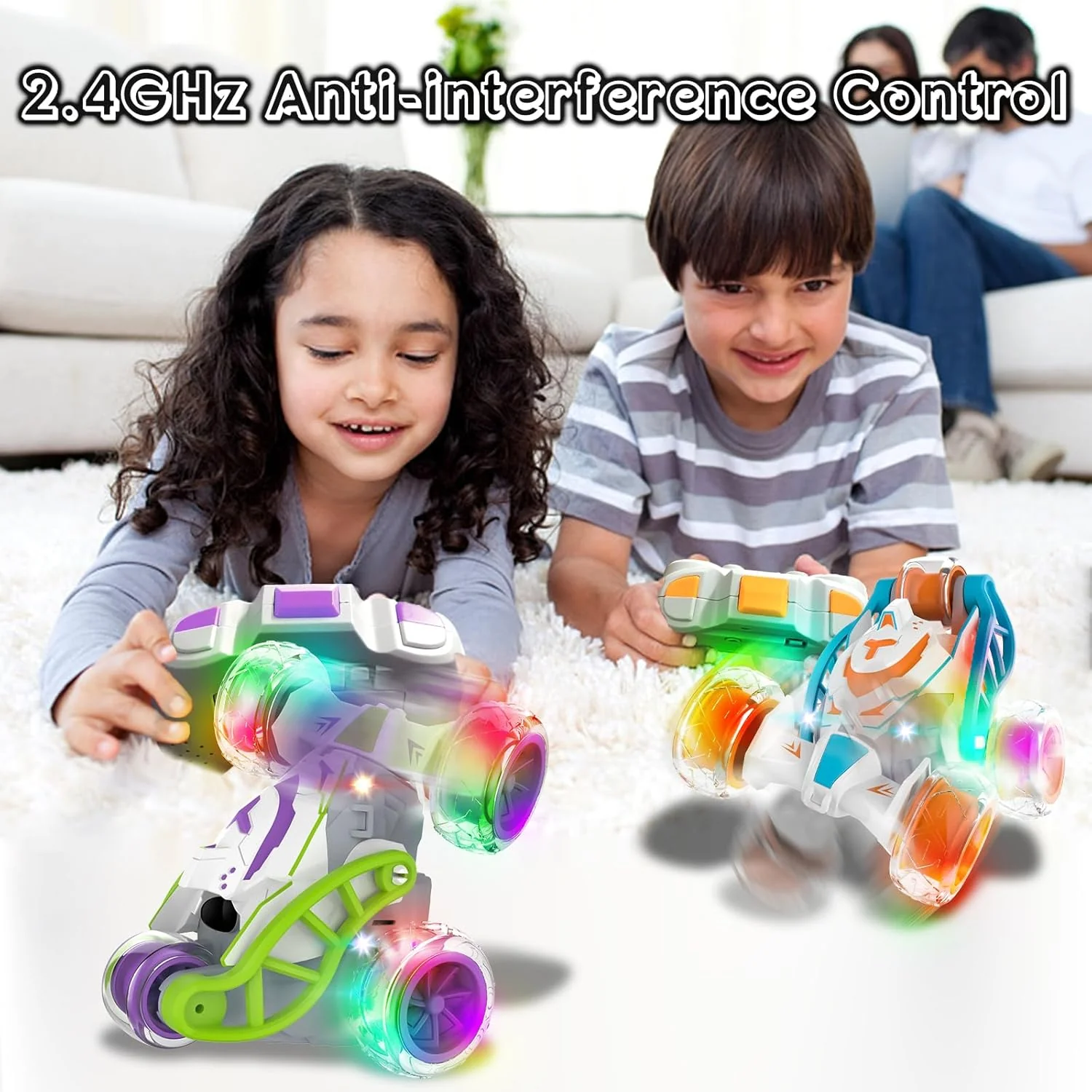 5 Wheels RC Extreme Twist Mist Mini Remote Control Stunt Car (Blue & Orange) - Image 8