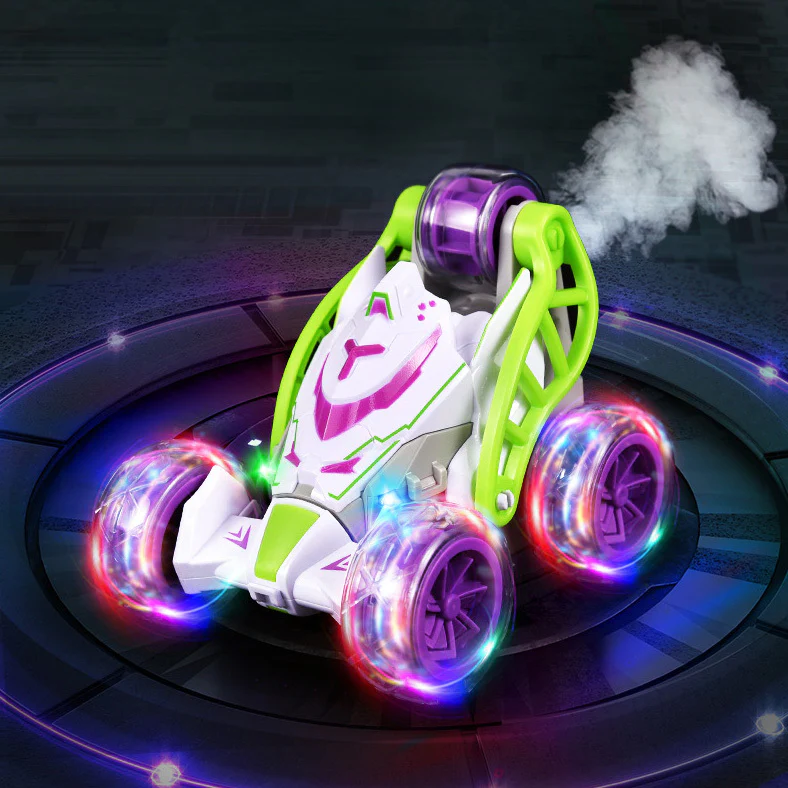 5 Wheels RC Extreme Twist Mist Mini Remote Control Stunt Car (Purple & Green) - Image 5