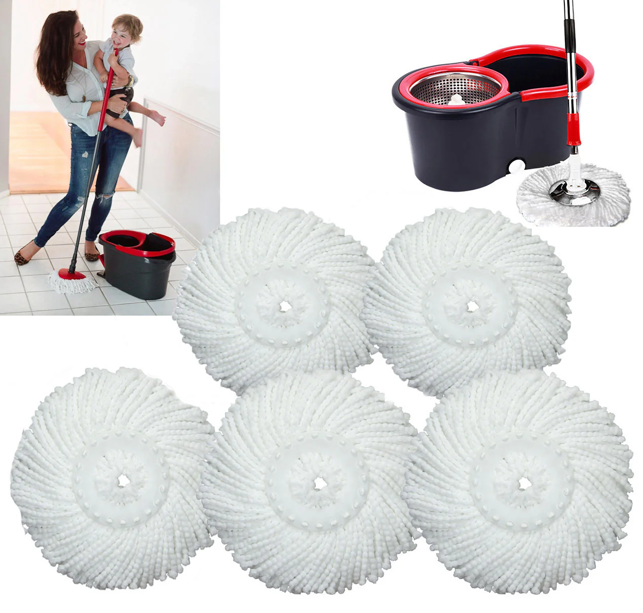 5 x Microfiber Spin Mop Heads (5 Mop Pads) - Image 6