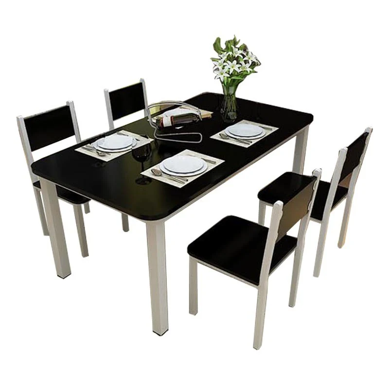 5 x Piece Set Bliss Large Wood & Steel Dining Table Chairs (Black & White) - Image 3