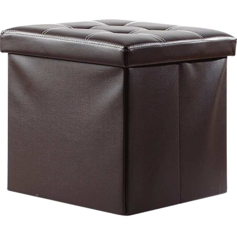 50L PU Leather Ottoman Foldable Storage Stool (Dark Brown) - Image 3