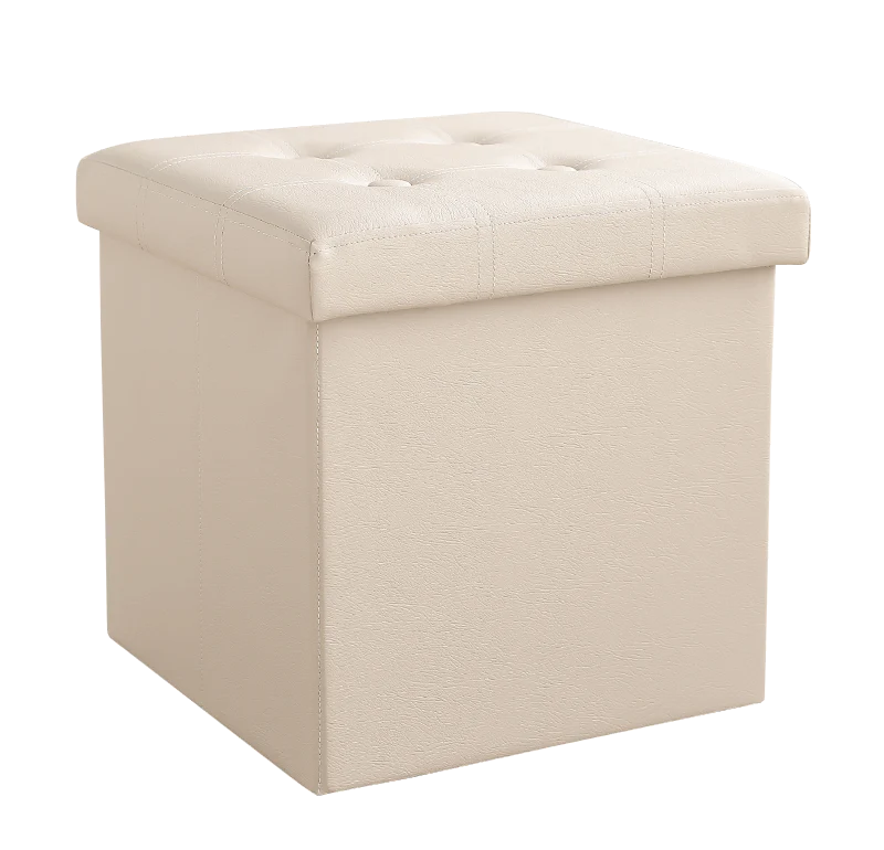 50L PU Leather Ottoman Foldable Storage Stool (Beige) - Image 10