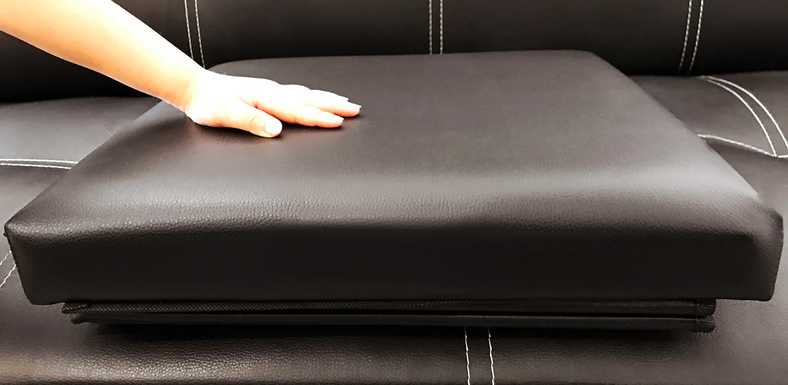 50L PU Leather Ottoman Foldable Storage Stool (Beige) - Image 9