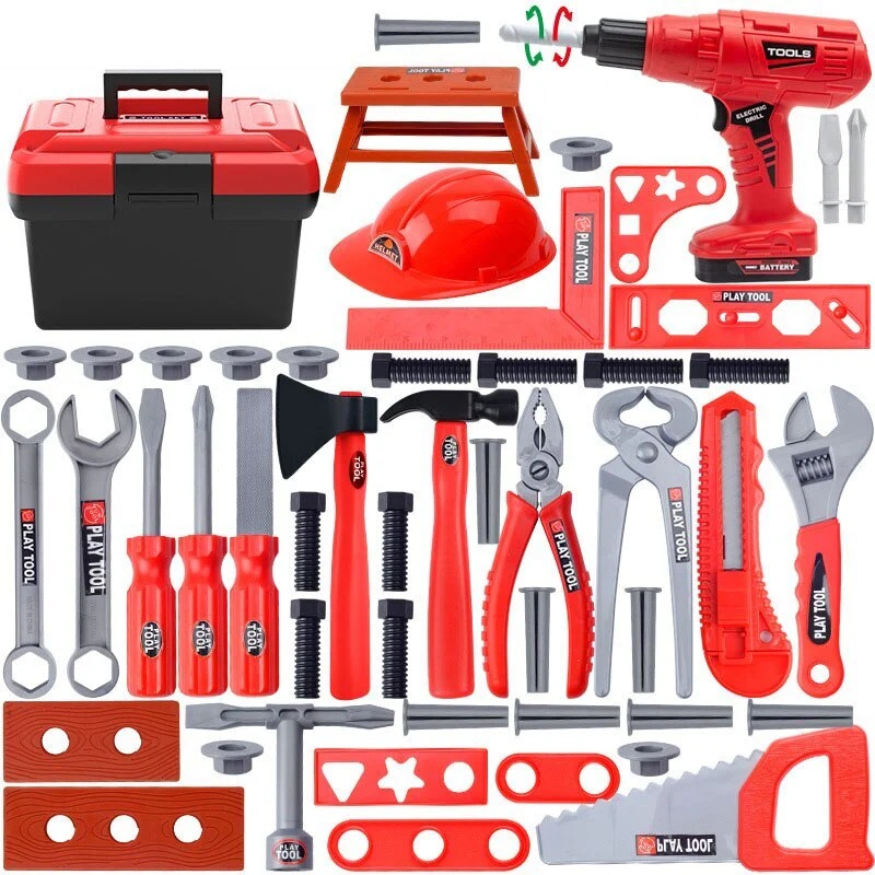 55-Piece Tool Box Play Tools Toy Set Kids Playset with Electric Drill - Image 14