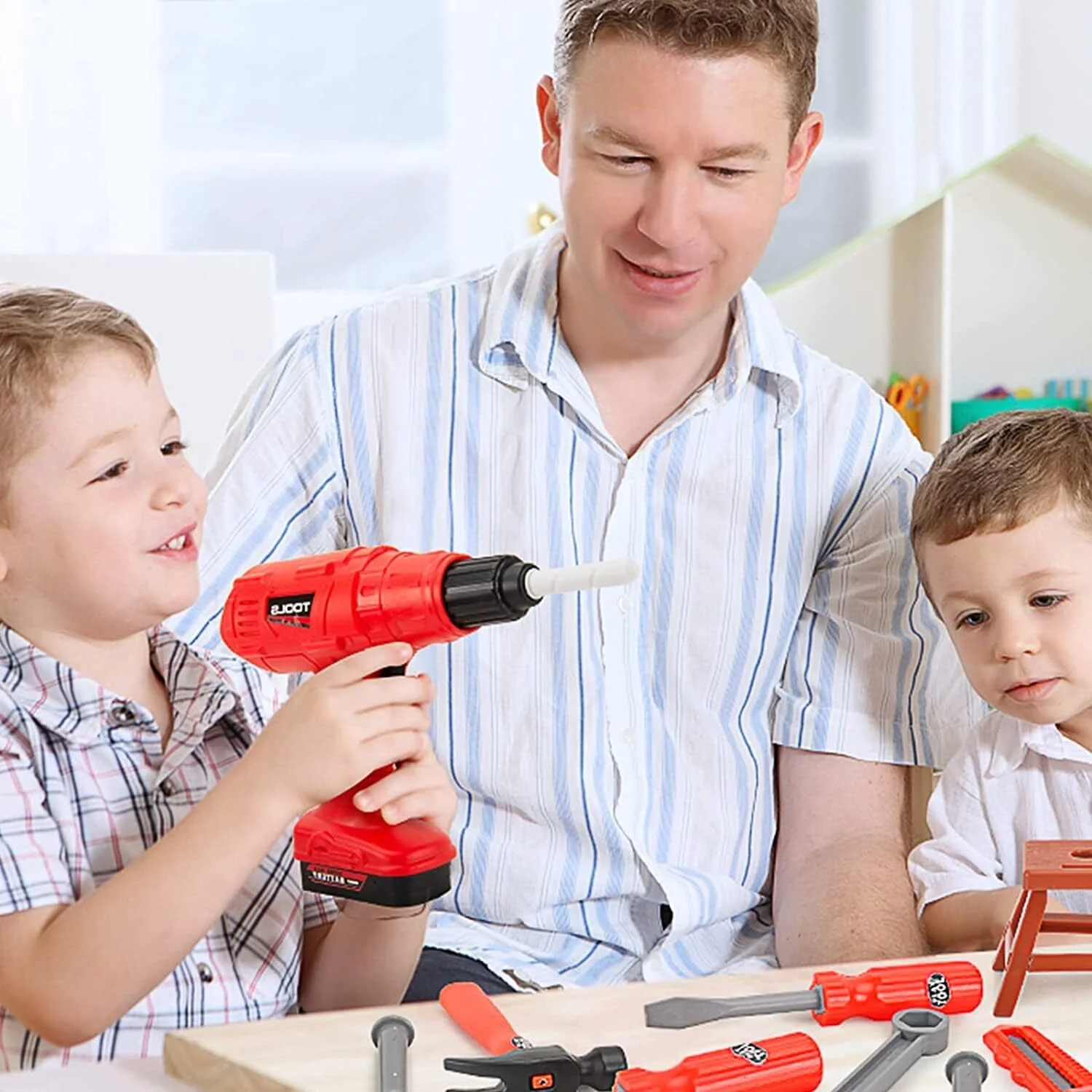 55-Piece Tool Box Play Tools Toy Set Kids Playset with Electric Drill - Image 3