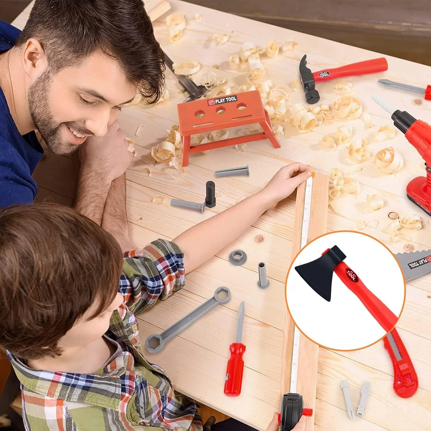 55-Piece Tool Box Play Tools Toy Set Kids Playset with Electric Drill - Image 7