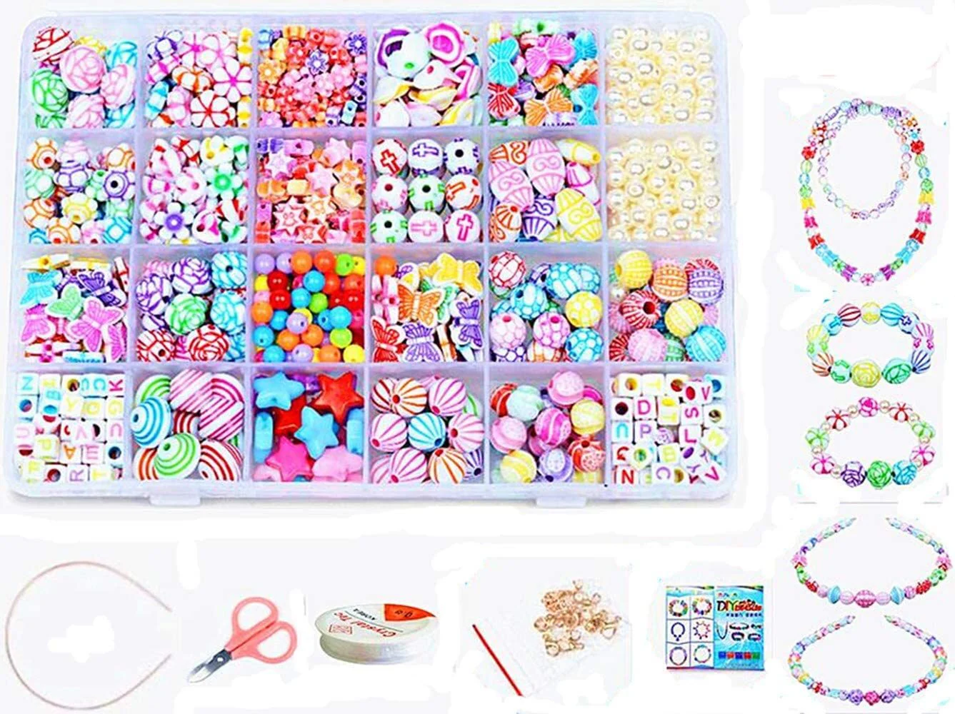 550 x DIY Creative Beads Charms Jewellery Making Arts Crafts Kit Supplies for Bracelets Necklaces - Image 8