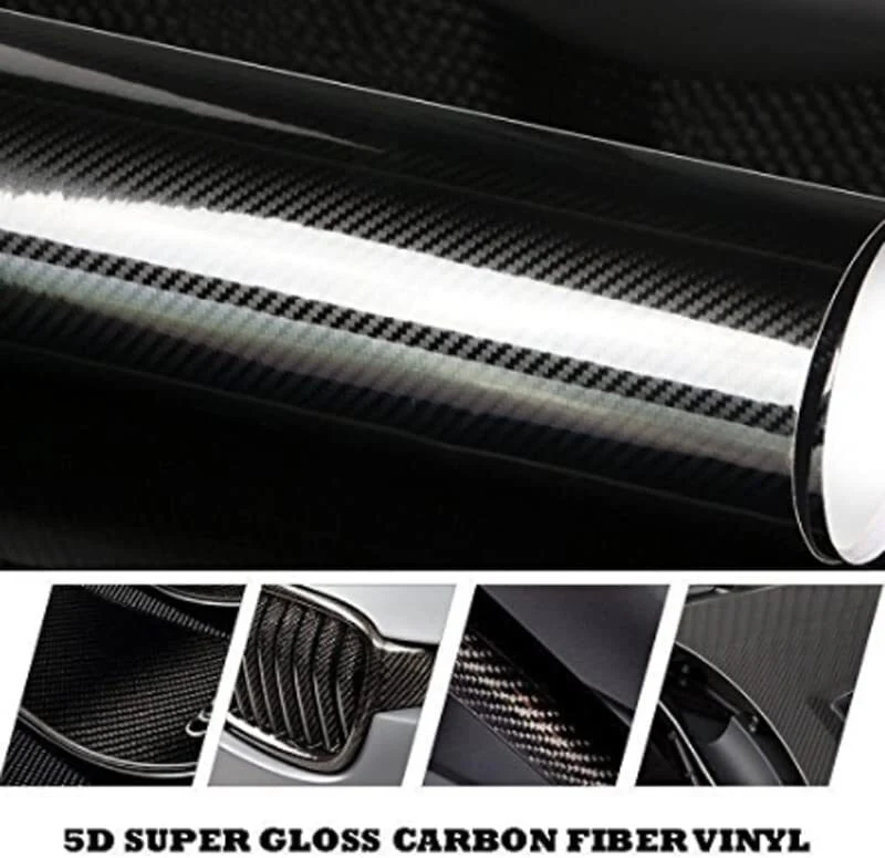 5D High Gloss Black Carbon Fibre Wrap Vinyl Roll Automotive Car DIY Film 152cm x 50cm - Image 11