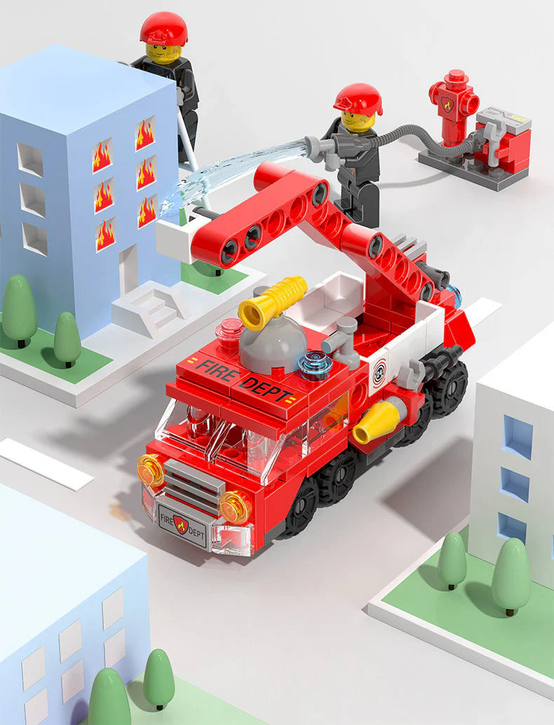 6 In 1 City Fire Truck Building Blocks 142 Compatible Bricks Kit Toy Set - Image 12