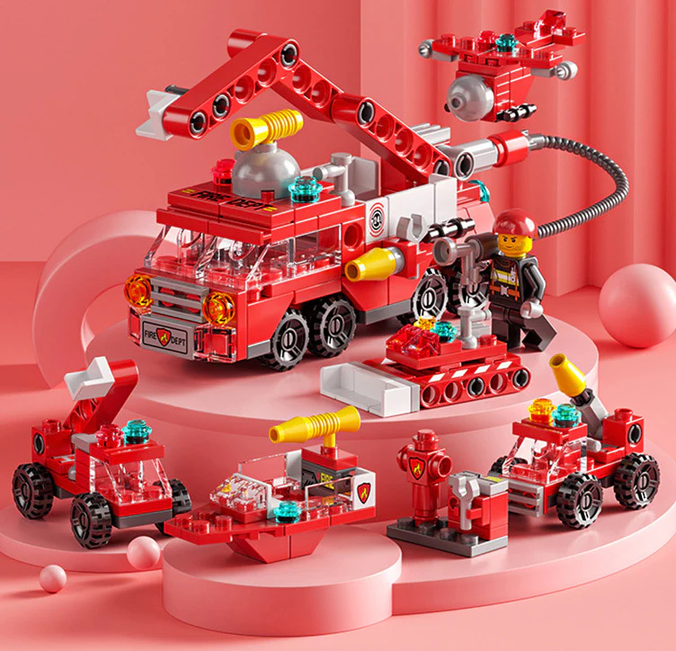 6 In 1 City Fire Truck Building Blocks 142 Compatible Bricks Kit Toy Set - Image 13