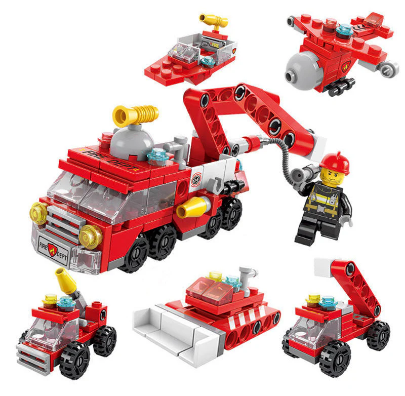 6 In 1 City Fire Truck Building Blocks 142 Compatible Bricks Kit Toy Set - Image 14