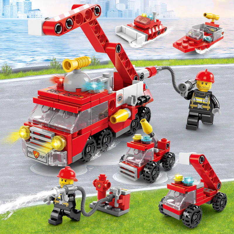 6 In 1 City Fire Truck Building Blocks 142 Compatible Bricks Kit Toy Set - Image 2