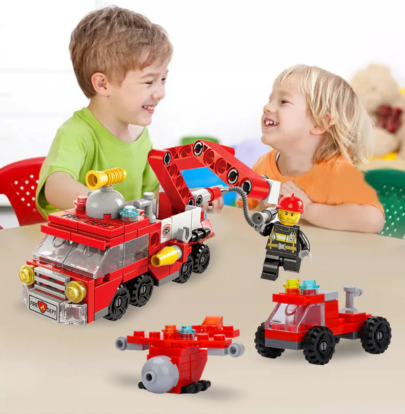 6 In 1 City Fire Truck Building Blocks 142 Compatible Bricks Kit Toy Set - Image 4