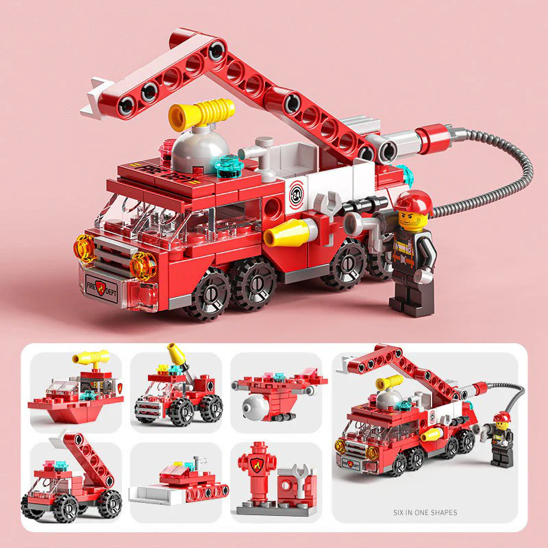 6 In 1 City Fire Truck Building Blocks 142 Compatible Bricks Kit Toy Set - Image 7