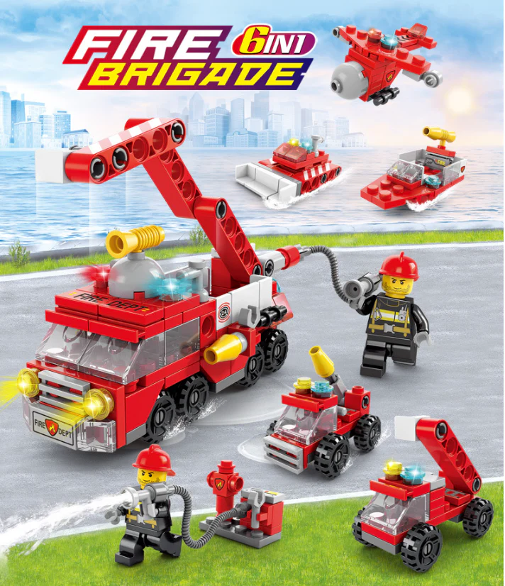 6 In 1 City Fire Truck Building Blocks 142 Compatible Bricks Kit Toy Set - Image 8