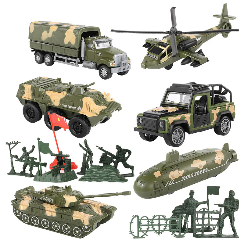 6 PCS Military Toy Set Army Vehicles Cars Helicopter Submarine Set Metal Toys - Image 4