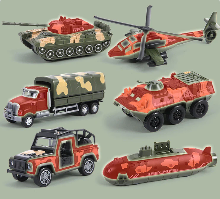 6 PCS Military Toy Set Army Vehicles Cars Helicopter Submarine Set Metal Toys - Image 6