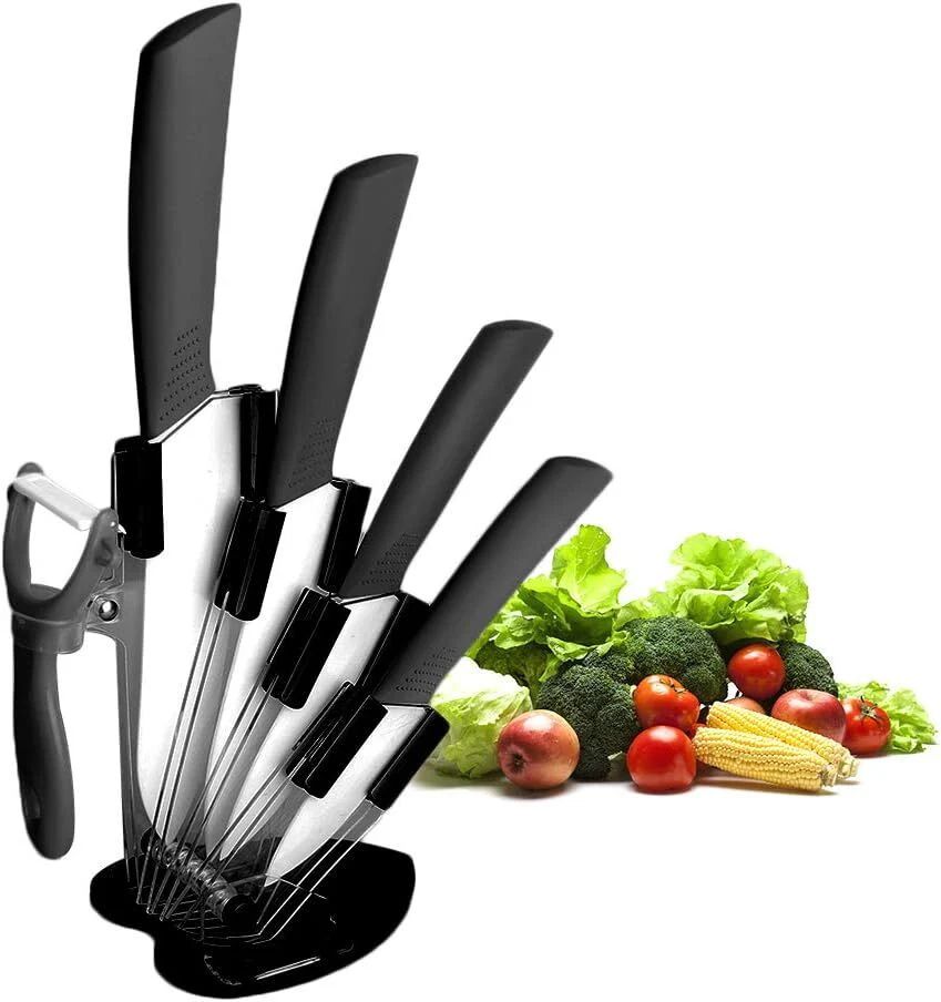6 Piece Ceramic Knife Set Kitchen Knives Ultra Sharp Blades Black - Image 2