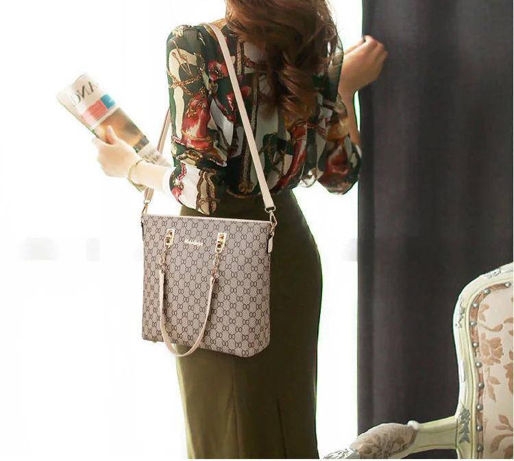 6 Pieces Designer Handbag Set Tote Shoulder Bag Clutch Purse Coin Wallet - Image 4