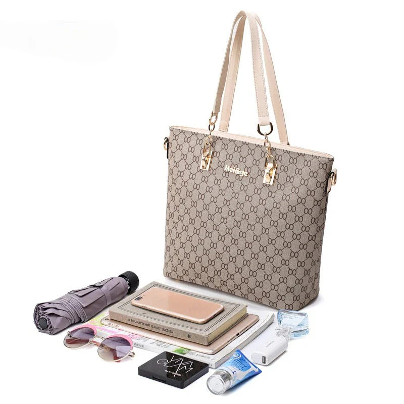 6 Pieces Designer Handbag Set Tote Shoulder Bag Clutch Purse Coin Wallet - Image 8