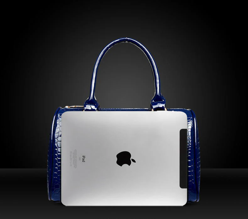 6 Pieces Leather Handbag Set Tote Shoulder Bag Clutch Purse Coin Wallet (Blue) - Image 5