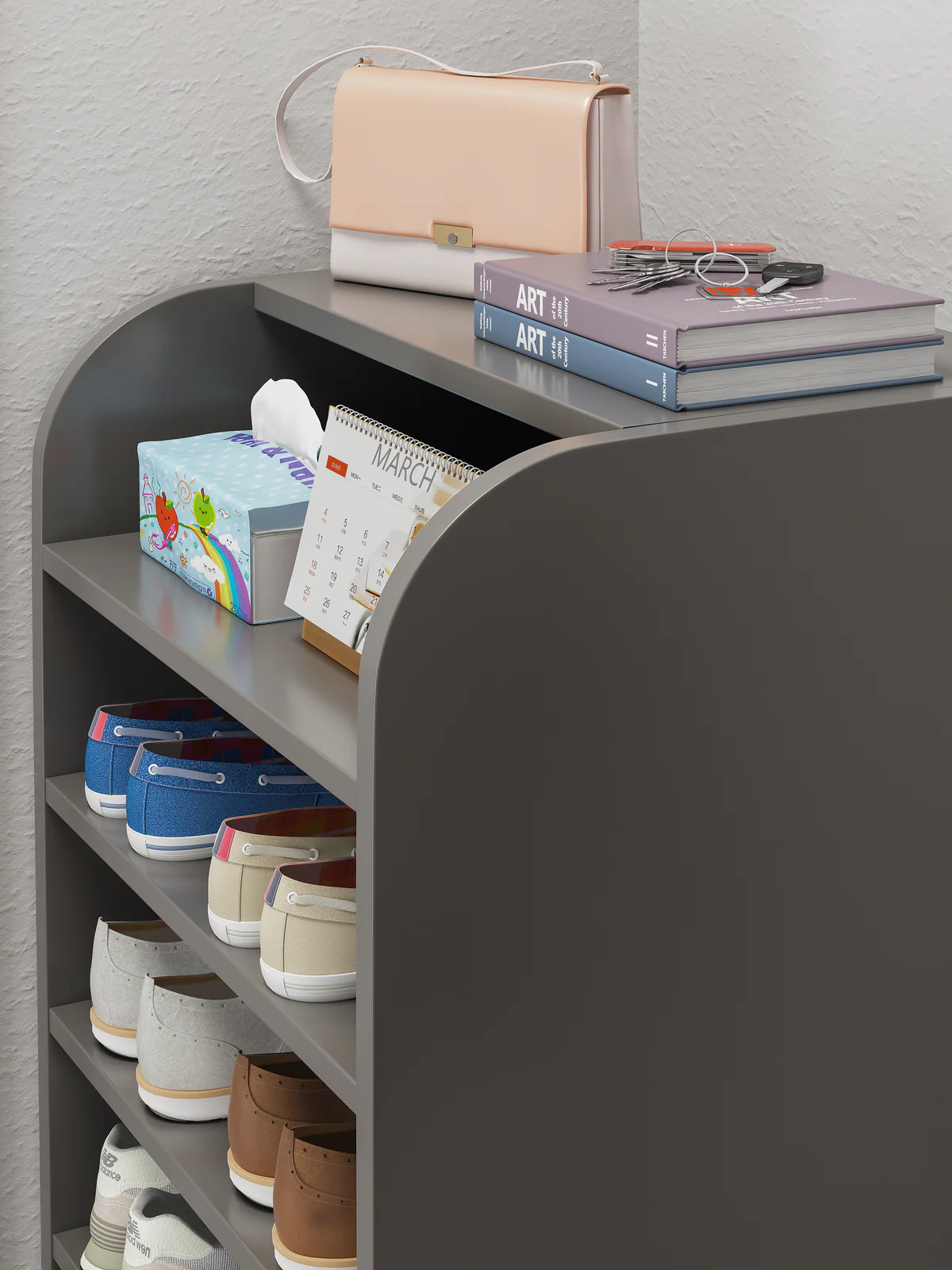 6-Tier Extra Spacious Shoe Rack Wooden Storage Organizer Cabinet (Charcoal) - Image 5