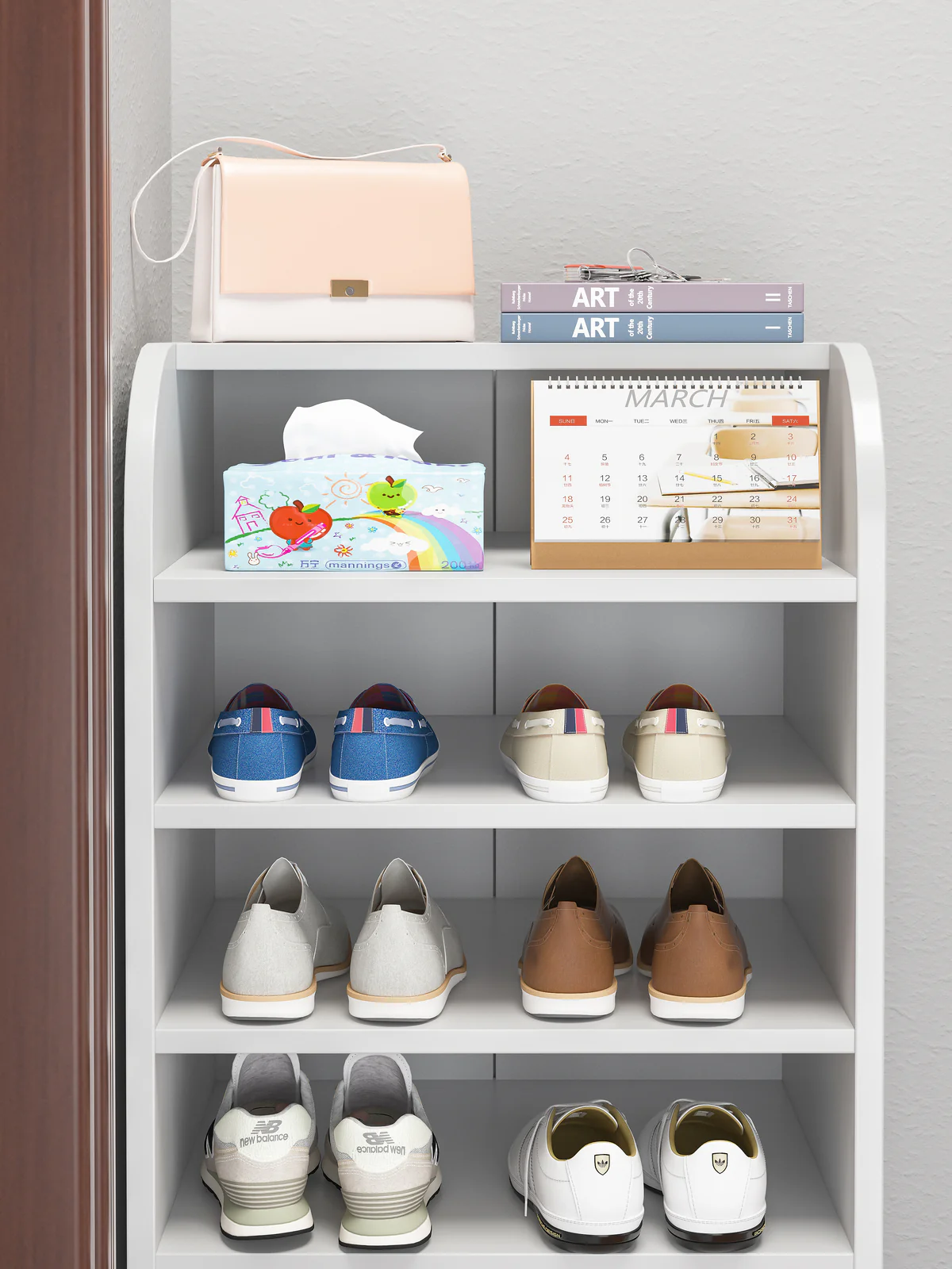 6-Tier Extra Spacious Shoe Rack Wooden Storage Organizer Cabinet (White) - Image 3
