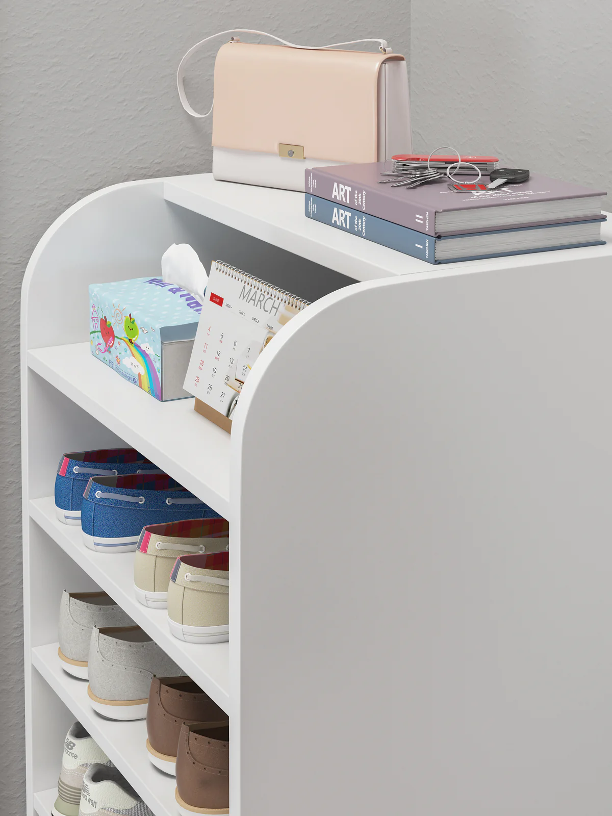 6-Tier Extra Spacious Shoe Rack Wooden Storage Organizer Cabinet (White) - Image 5