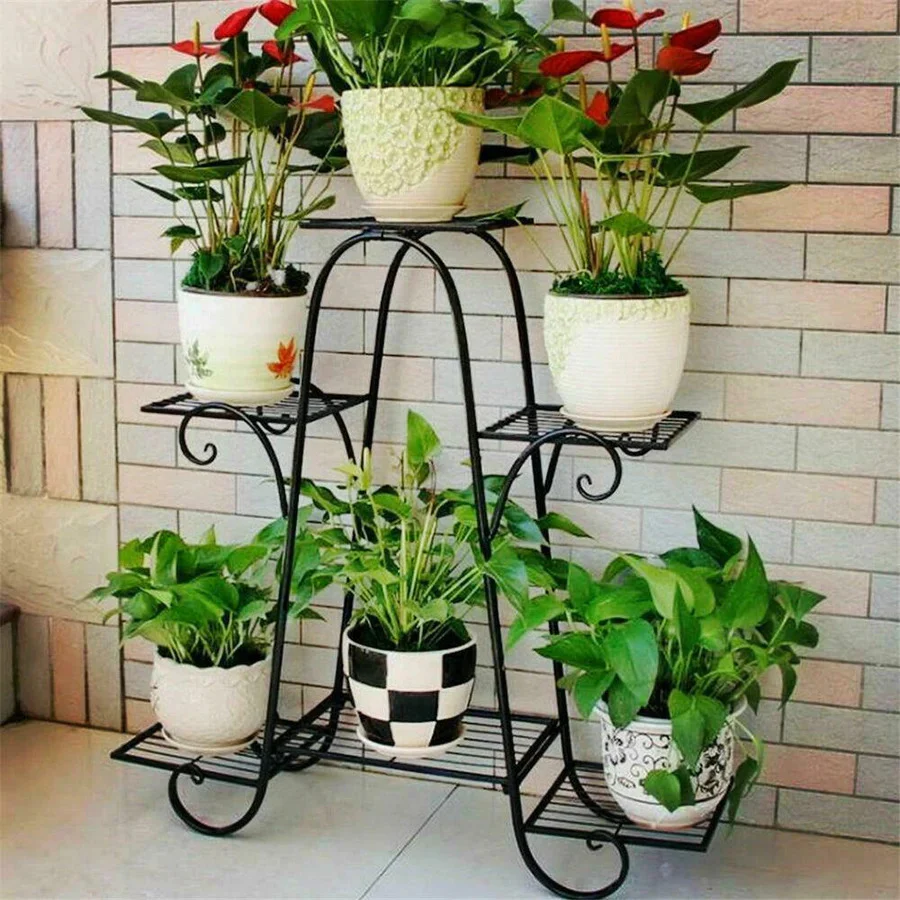 6-tier Metal Plant Stand Shelf Display Rack Flower Pot Holder Garden Storage Organizer - Image 2