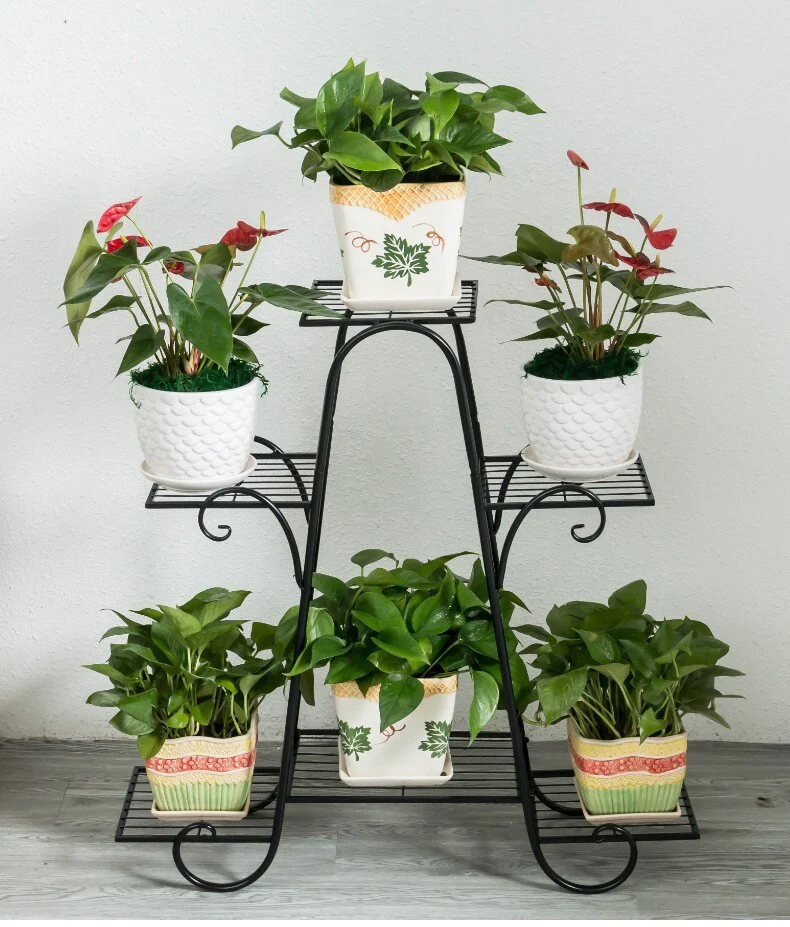 6-tier Metal Plant Stand Shelf Display Rack Flower Pot Holder Garden Storage Organizer - Image 3