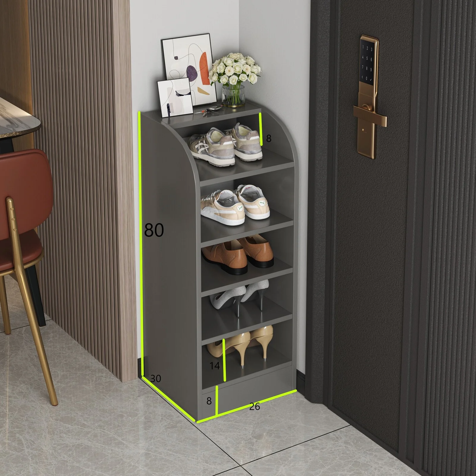 6-Tier Spacious Shoe Rack Footwear Storage Organizer Cabinet (Charcoal) - Image 6