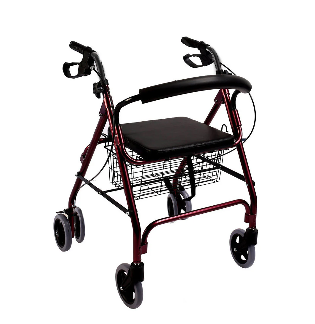 6-Wheel Senior's Foldable Rollator Mobility Walker Walking Frame with Seat - Image 9