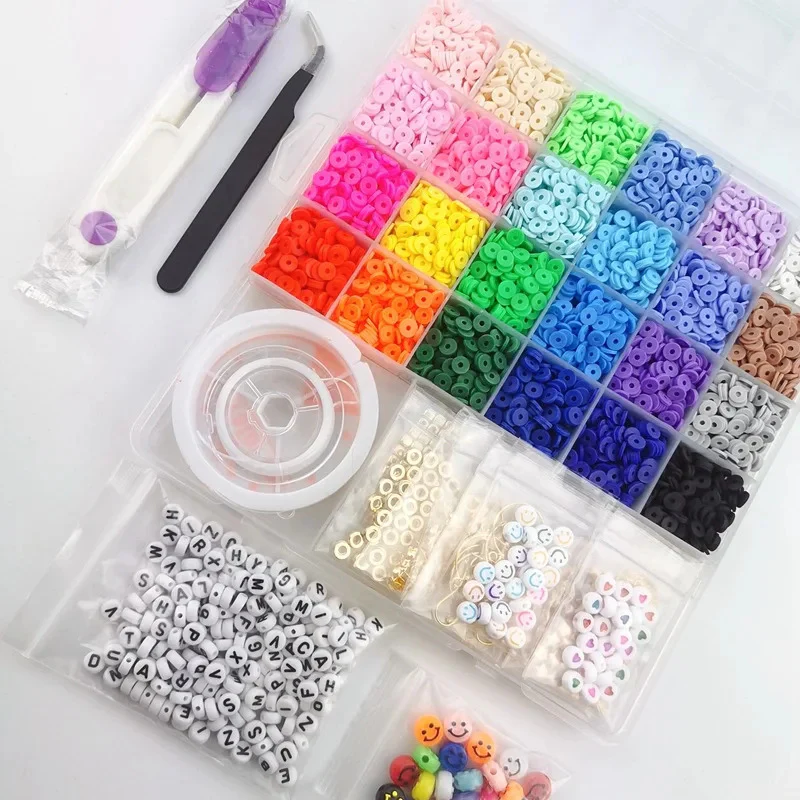 6000 x Multicolour DIY Clay Beads Set Jewellery Making Craft Kit Supplies Charms Bracelets Necklaces - Image 4