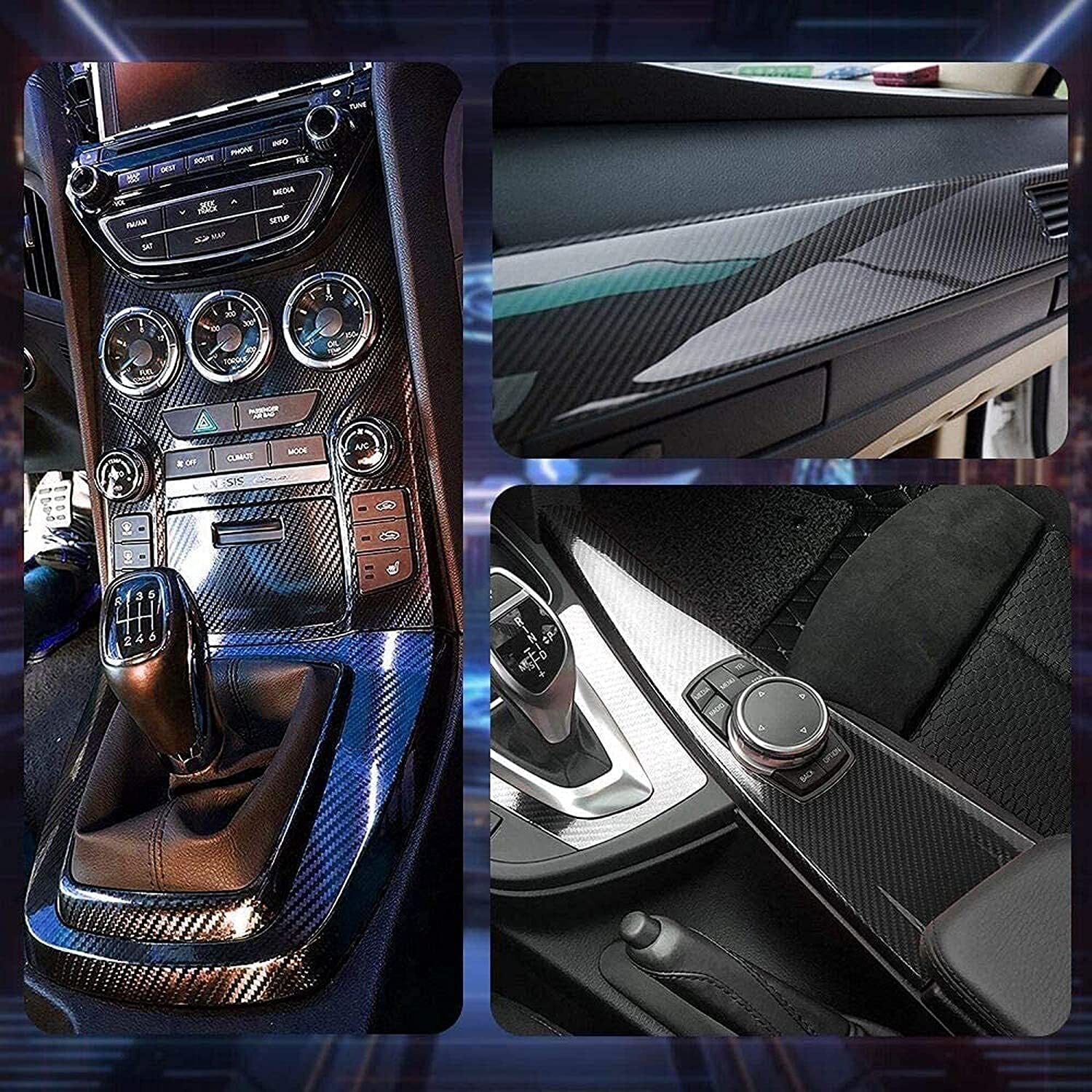 6D High Gloss Black Carbon Fibre Wrap Vinyl Roll Automotive Car DIY Film 152cm x 50cm - Image 5
