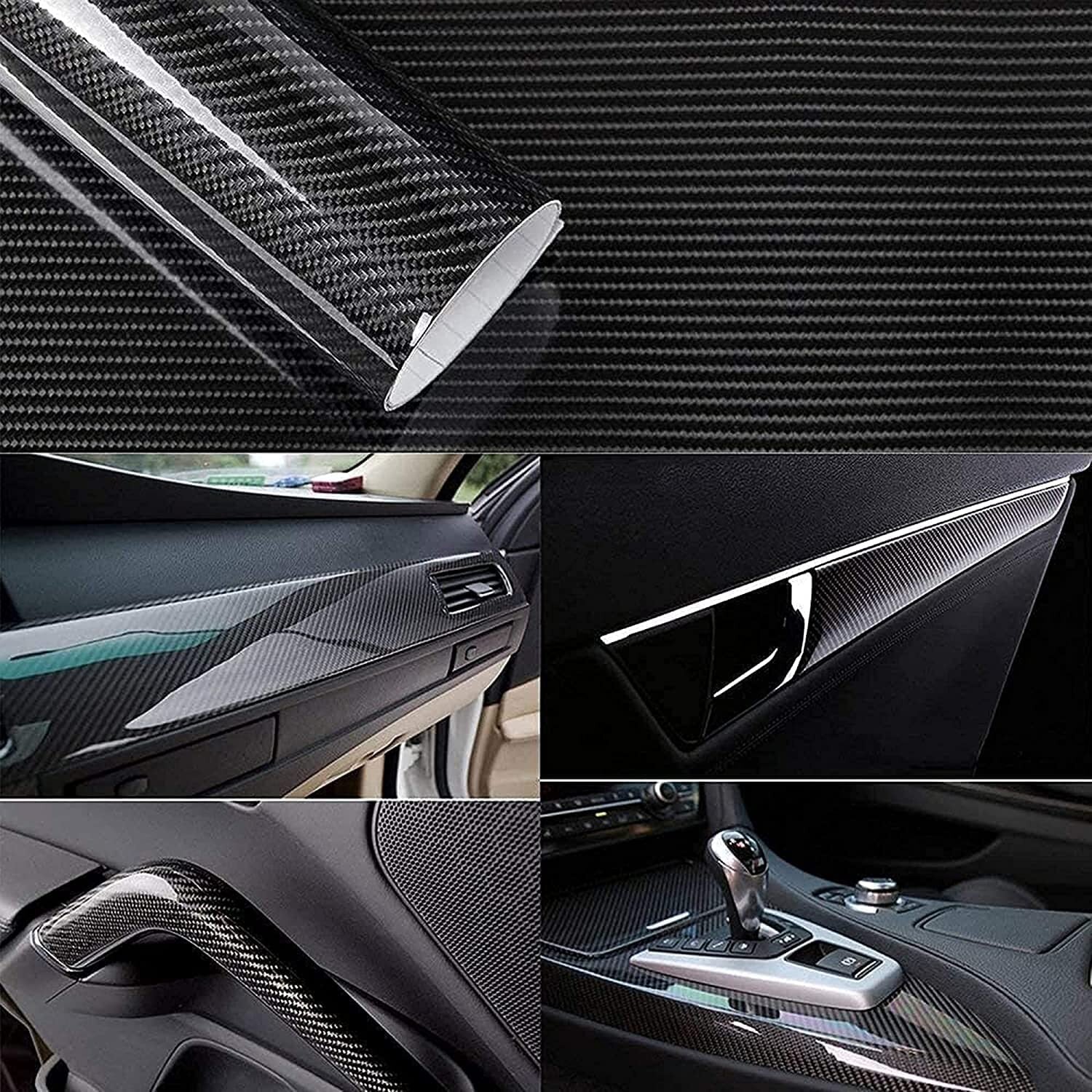 6D High Gloss Black Carbon Fibre Wrap Vinyl Roll Automotive Car DIY Film 152cm x 50cm - Image 7