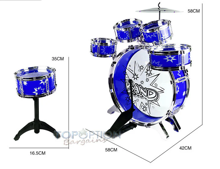 6PCS Kids Jazz Drum Musical Educational Instrument Toy Set (Blue) - Image 7