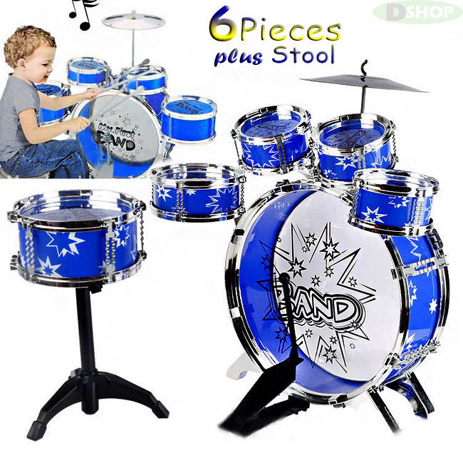 6PCS Kids Jazz Drum Musical Educational Instrument Toy Set (Blue) - Image 9