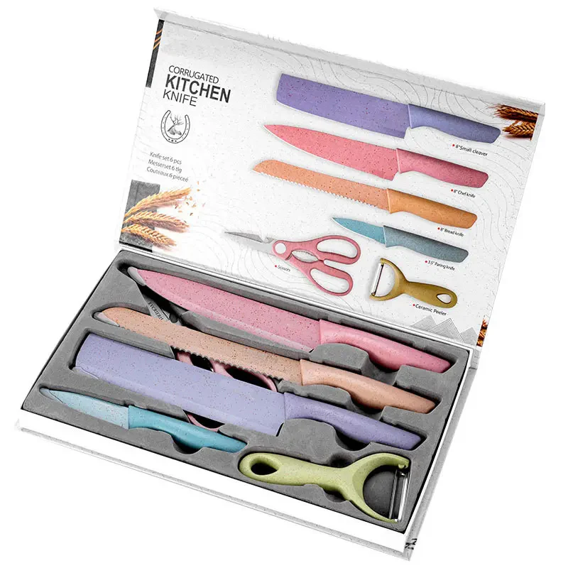 7 PCS Deluxe Eco-friendly Pastel Colourful Kitchen Utensil Knife Cutting Board Set - Image 8