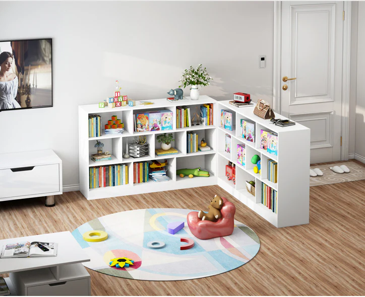 7 Shelving Melodic Bookshelf Display Cabinet Bookcase Shelf Organiser (White) - Image 7