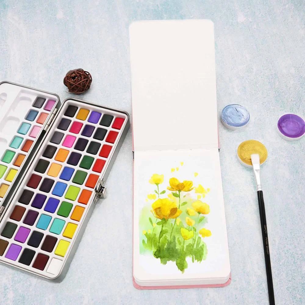 72 Colours Solid Watercolor Paint Palette Brush Set Drawing Portable Art Painting Supplies Kit - Image 10