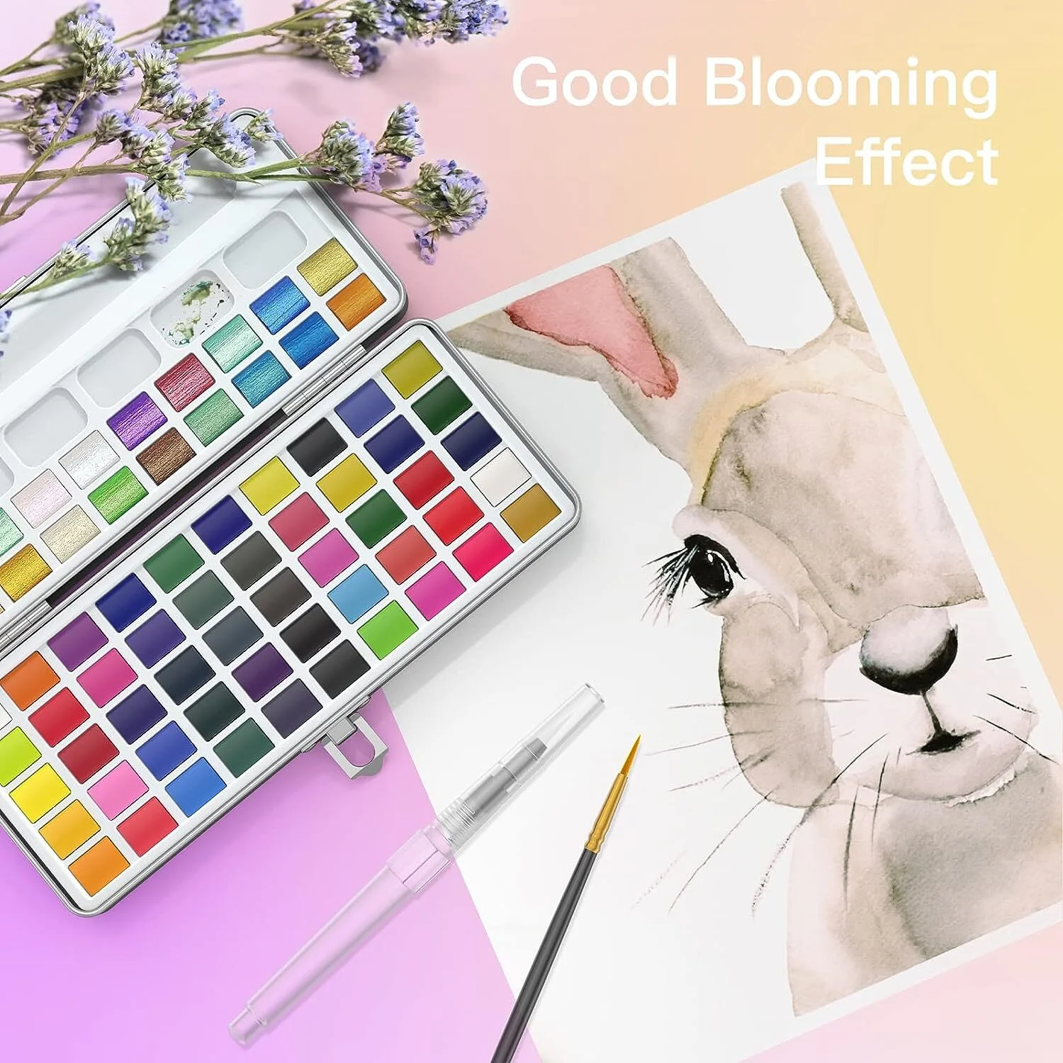 72 Colours Solid Watercolor Paint Palette Brush Set Drawing Portable Art Painting Supplies Kit - Image 12