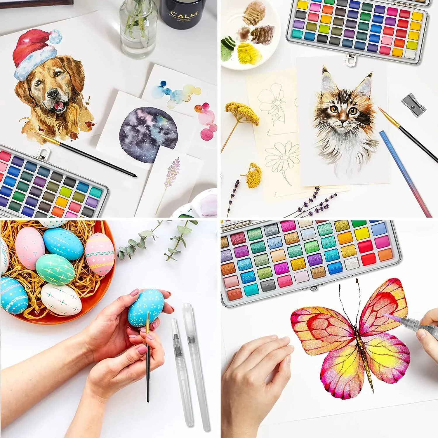72 Colours Solid Watercolor Paint Palette Brush Set Drawing Portable Art Painting Supplies Kit - Image 13