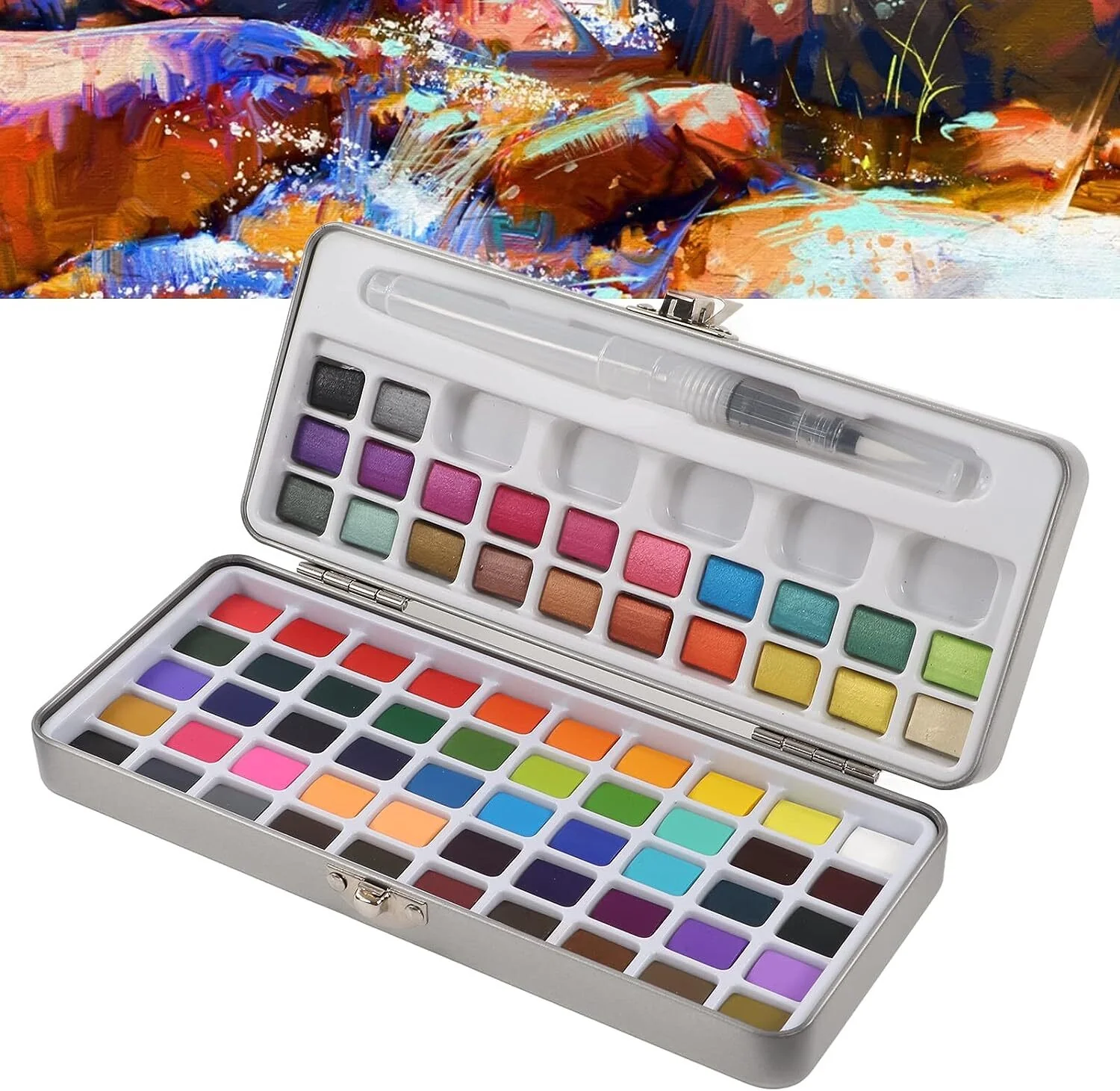 72 Colours Solid Watercolor Paint Palette Brush Set Drawing Portable Art Painting Supplies Kit - Image 15