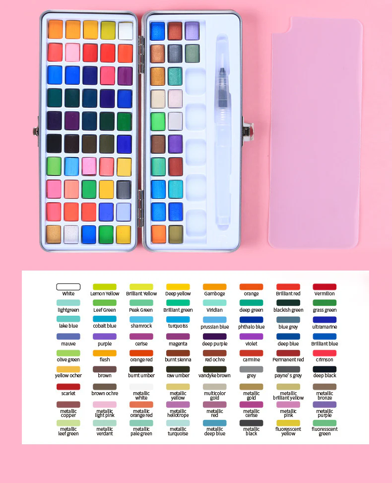 72 Colours Solid Watercolor Paint Palette Brush Set Drawing Portable Art Painting Supplies Kit - Image 5