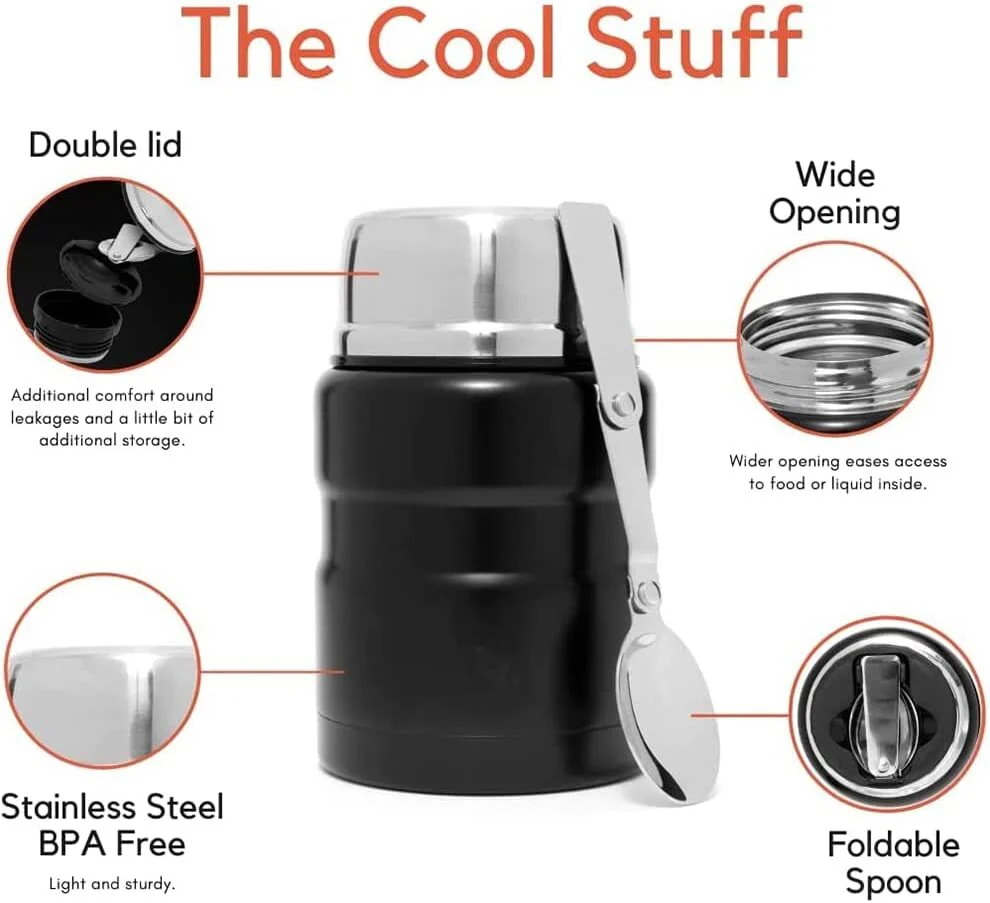 750mL Stainless Steel Vacuum Thermos Insulated Food Jar Lunch Box (Pink) - Image 14