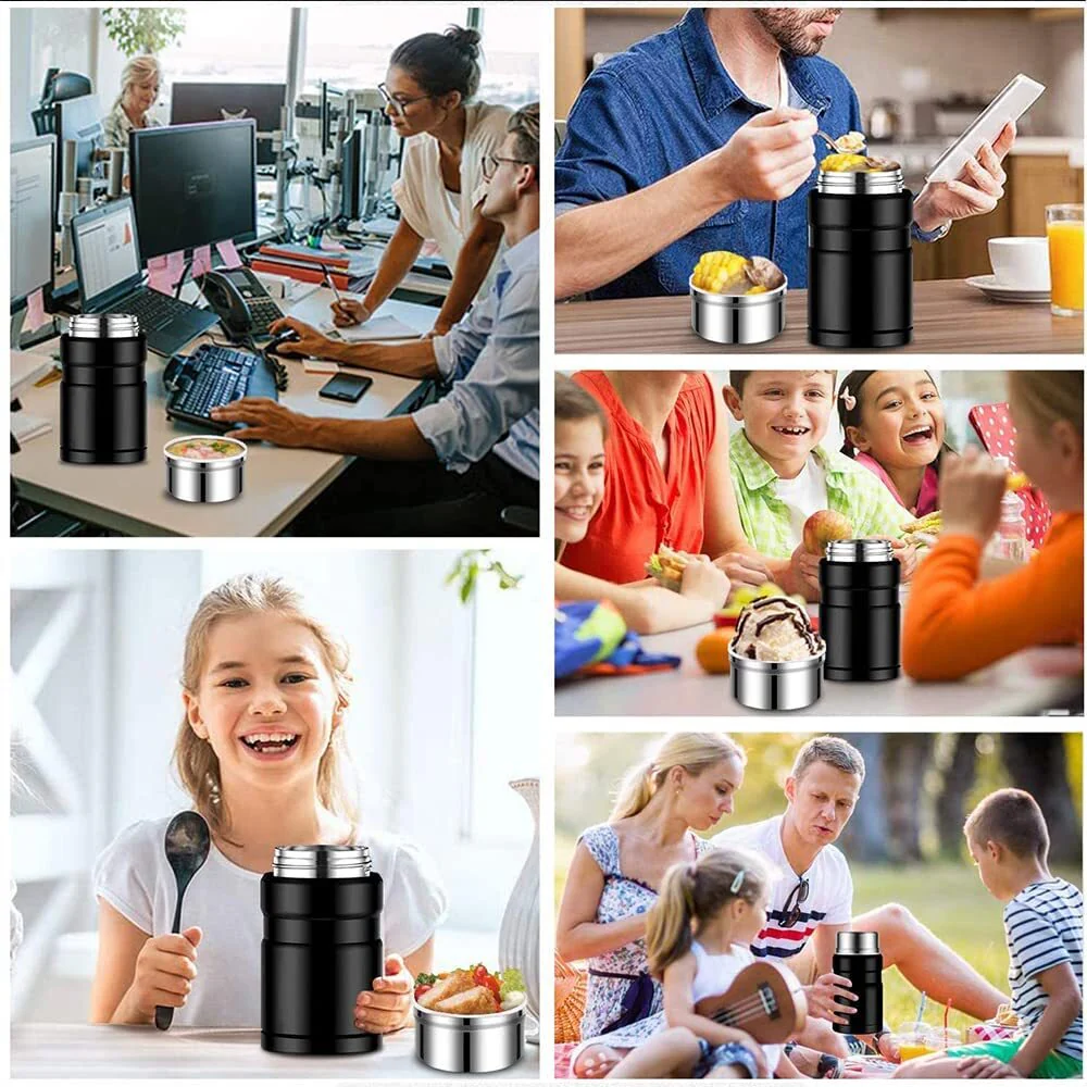 750mL Stainless Steel Vacuum Thermos Insulated Food Jar Lunch Box (Pink) - Image 15